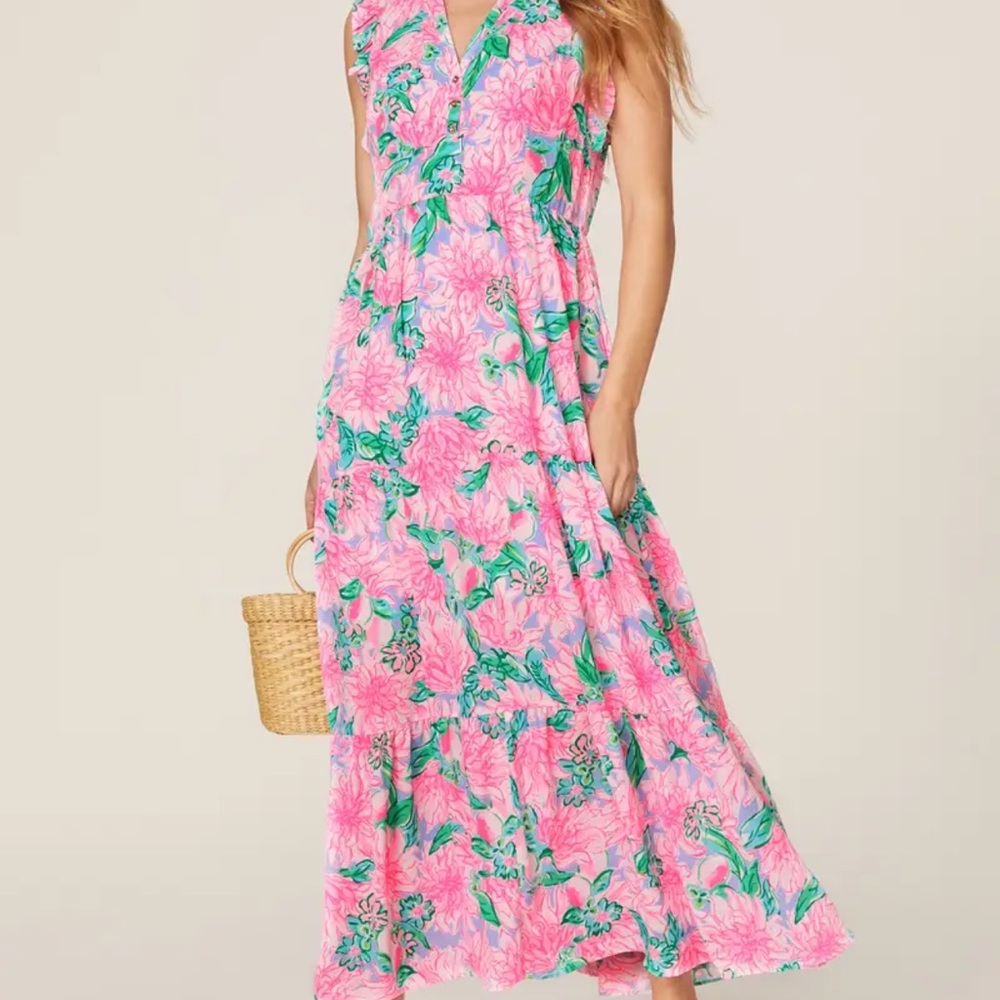 NWOT Lilly Destini Maxi Dress in Pink Blossom size 0